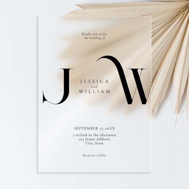 Elegant Modern Minimalist Frosted Wedding Acrylic Invitations (Creator Uploaded)