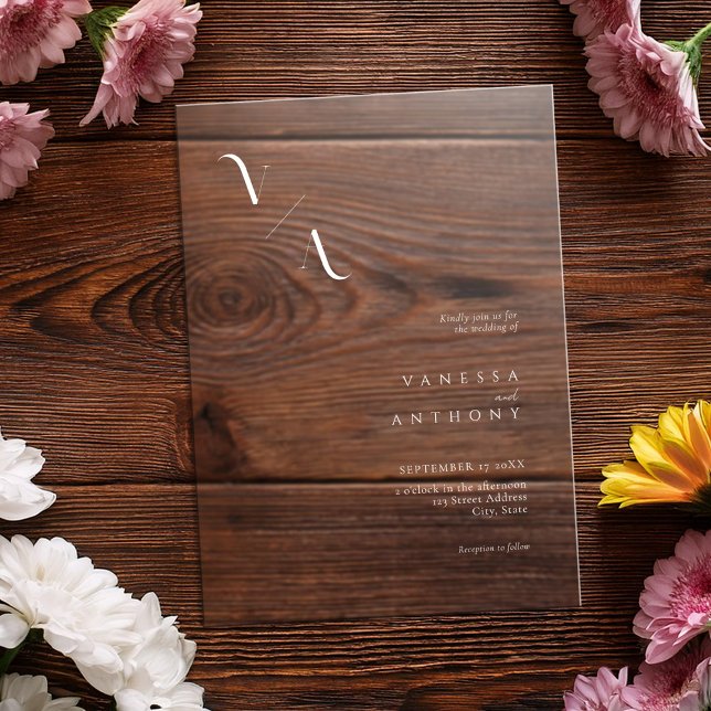 Elegant Modern Minimalist Frosted Wedding Acrylic Invitations (Creator Uploaded)