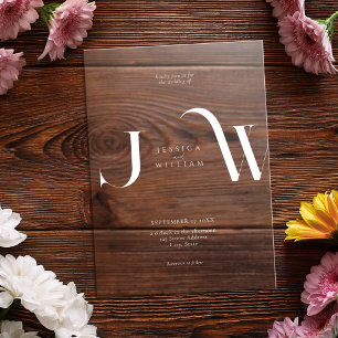 Elegant Modern Minimalist Frosted Wedding Acrylic Invitations