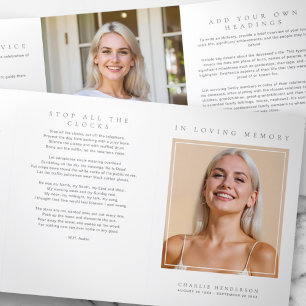 Elegant Modern Minimalist Funeral/Memorial Tri-Fold Program