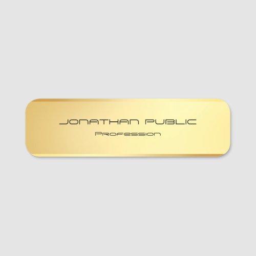 Elegant Modern Minimalist Glamorous Gold Template Name Tag