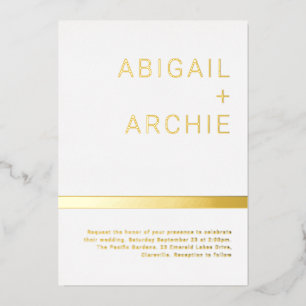 Elegant Modern Minimalist Gold Foil Wedding Golden Invitation