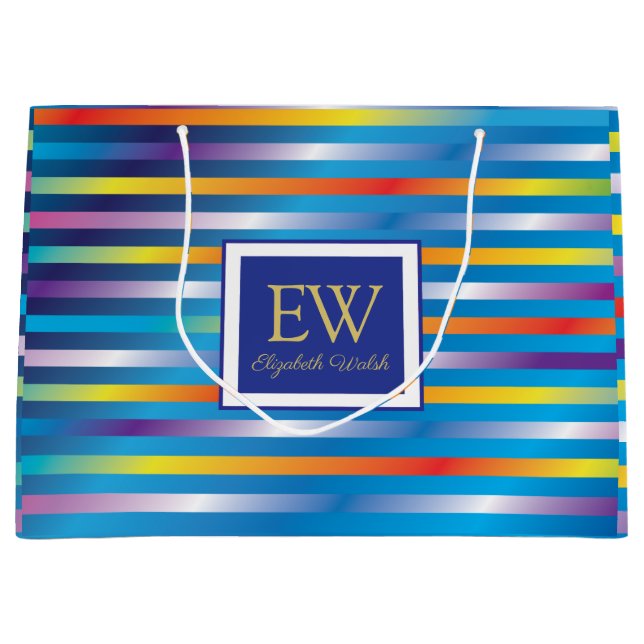 Elegant Modern Minimalist Gradient Lines Design Large Gift Bag (Front)