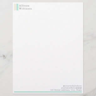 Elegant, Modern, Minimalist Grey Beige & Aqua Blue Letterhead
