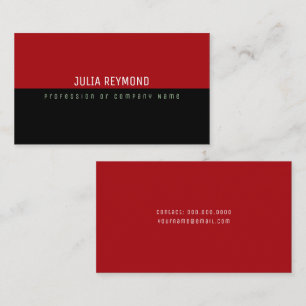 Elegant Modern Minimalist half-black half-red Business Card
