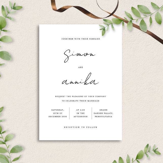 Elegant Modern Minimalist Handwriting Font Wedding Invitation (Creator Uploaded)