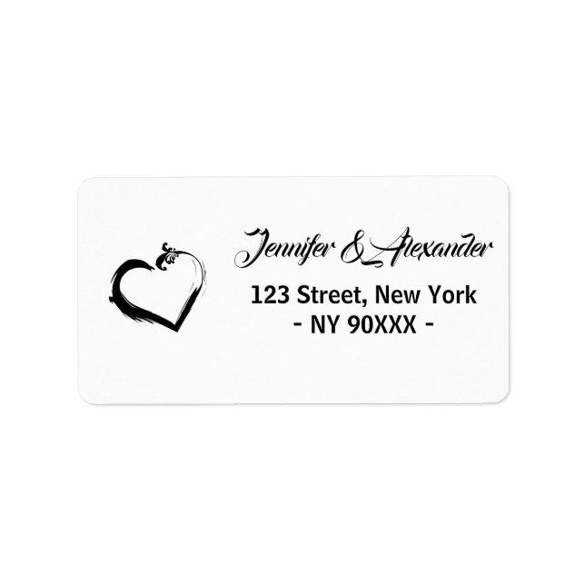 Elegant modern minimalist heart wedding address label (Front)
