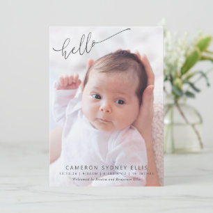 Elegant Modern Minimalist Hello Baby Photo Birth Announcement