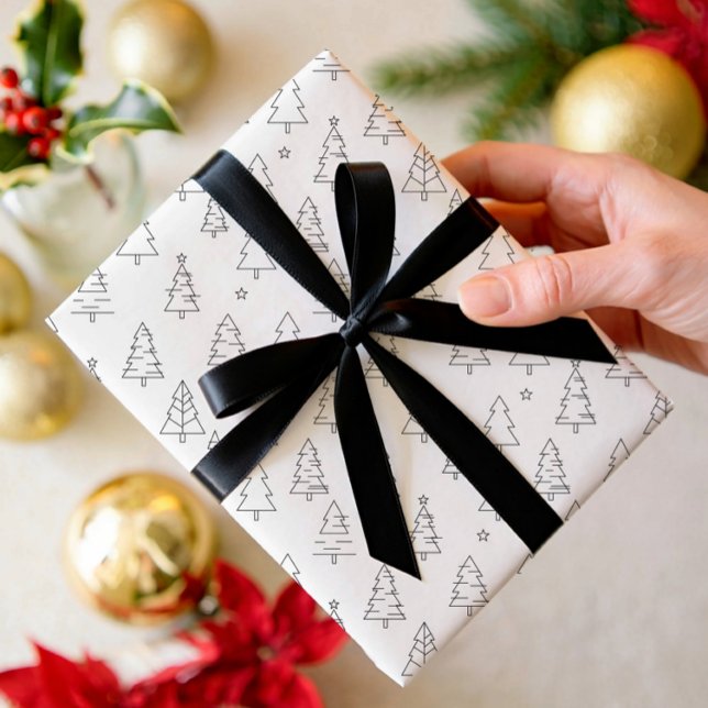 Elegant modern minimalist holly pattern  wrapping paper sheets (Creator Uploaded)