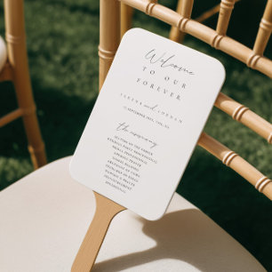 Elegant Modern Minimalist Ivory Wedding Program Hand Fan