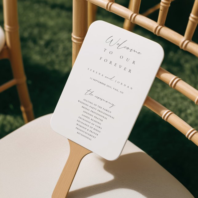 Elegant Modern Minimalist Ivory Wedding Program Hand Fan (Elegant Modern Minimalist Ivory Wedding Program Hand Fan)