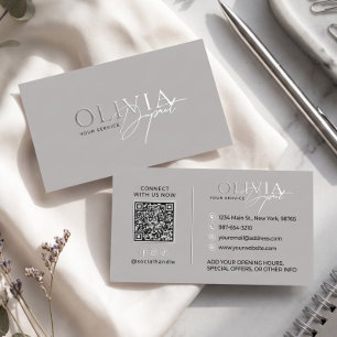 Elegant Modern Minimalist Luxury Gray Silver Foil Business Cards