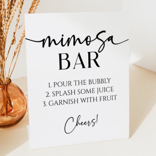 Elegant Modern Minimalist Mimosa Bar Pedestal Sign
