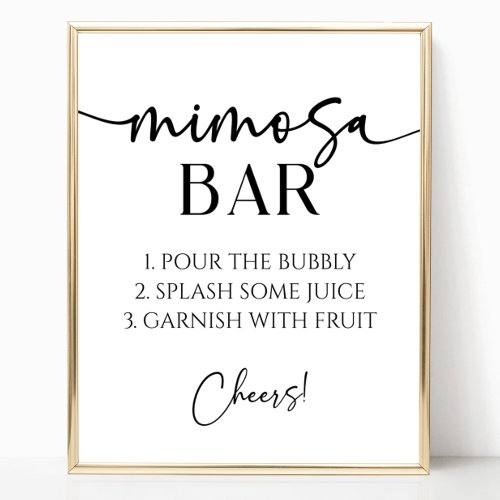 Elegant Modern Minimalist Mimosa Bar Sign
