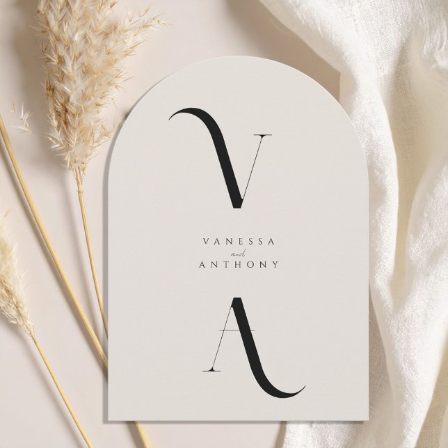 Elegant Modern Minimalist Monogram Arch Wedding Invitation (Creator Uploaded)