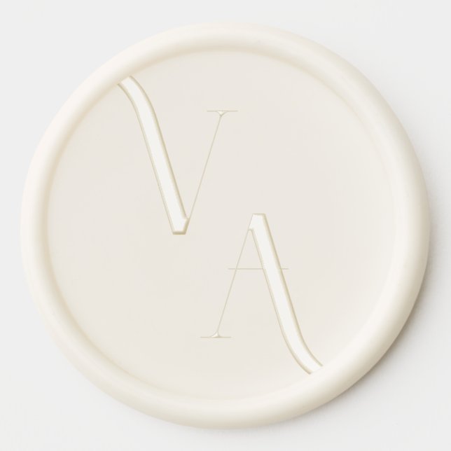 Elegant Modern Minimalist Monogram Wax Seal Sticker (Front)