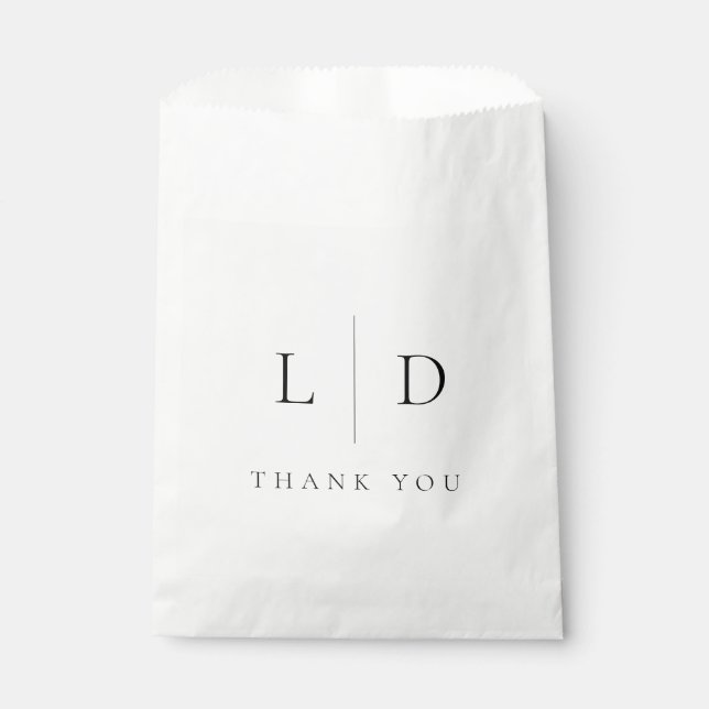 Elegant Modern Minimalist Monogram Wedding Favor Bag (Front)