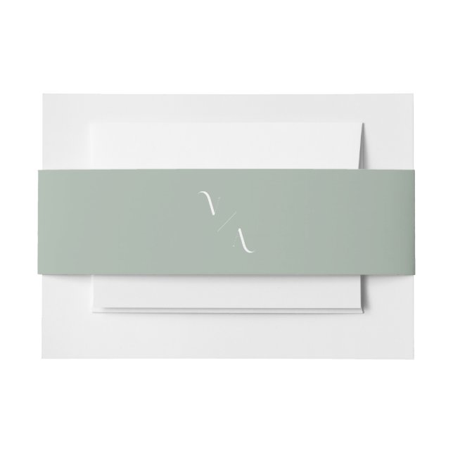 Elegant Modern Minimalist Monogram Wedding Invitation Belly Band (Front Example)