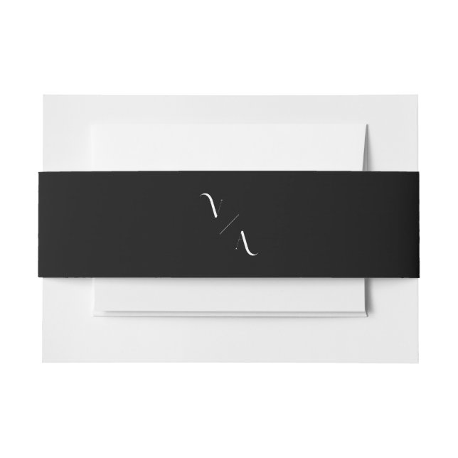 Elegant Modern Minimalist Monogram Wedding Invitation Belly Band (Front Example)