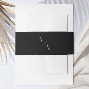 Elegant Modern Minimalist Monogram Wedding Invitation Belly Band