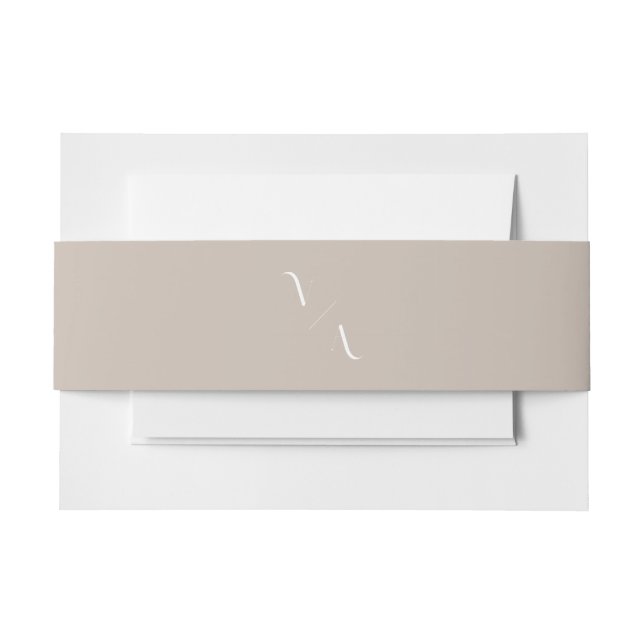 Elegant Modern Minimalist Monogram Wedding Invitation Belly Band (Front Example)