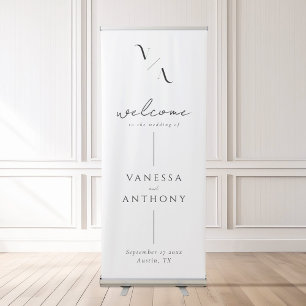 Elegant Modern Minimalist Monogram Wedding Welcome Retractable Banner