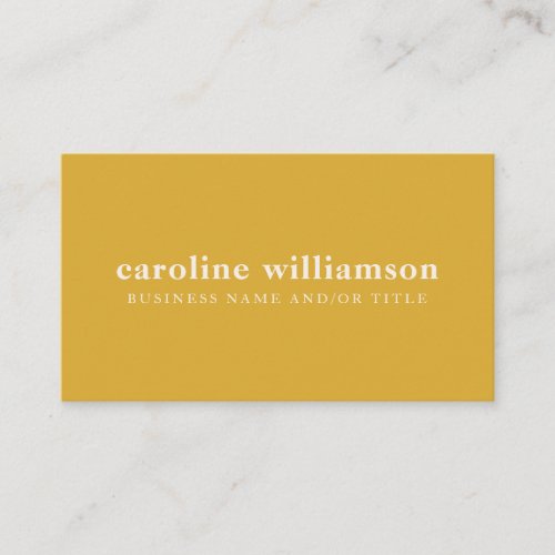 Elegant Modern Minimalist Mustard Yellow Custom Business Card