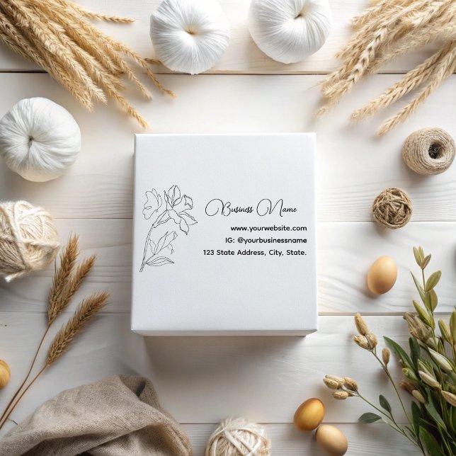 Elegant Modern Minimalist Outline Flower Butterfly Rubber Stamp (Creator Uploaded)