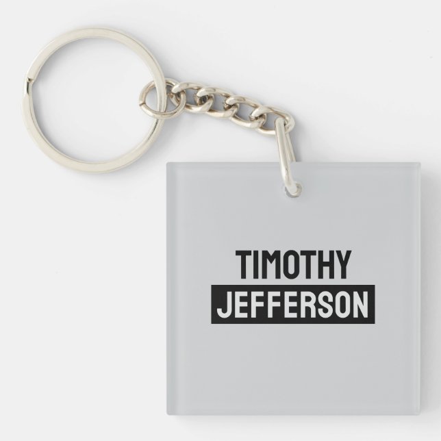 Elegant Modern Minimalist Own Name Keychain (Front)