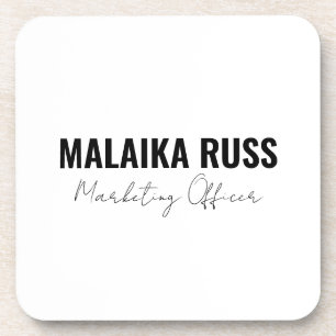 Elegant Modern Minimalist Personalized Name Design Beverage Coaster