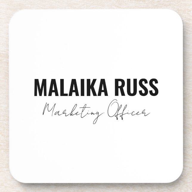 Elegant Modern Minimalist Personalized Name Design Beverage Coaster (Front)