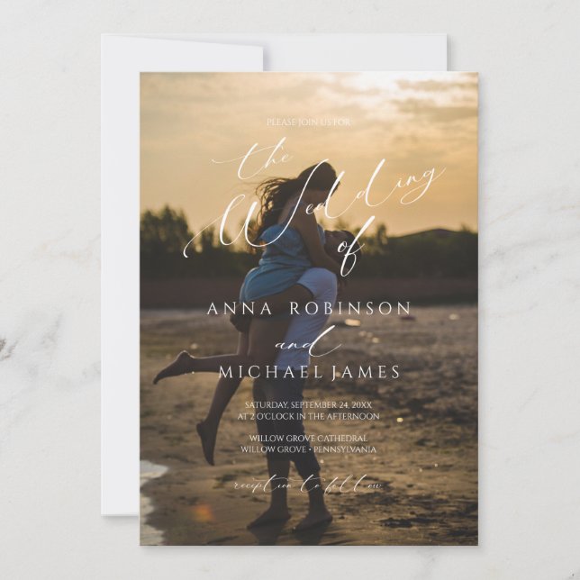 Elegant Modern Minimalist Photo Wedding Invitation (Front)