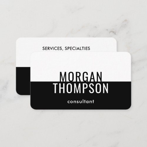 Elegant Modern Minimalist Plain Black White Simple Business Card