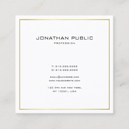Elegant Modern Minimalist Plain Gold Look Trendy Square Business Card
