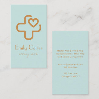 Elegant Modern Minimalist Professional Caregiver  Business Card