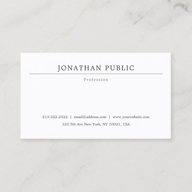 Elegant Modern Minimalist Professional Template Business Card (Front)