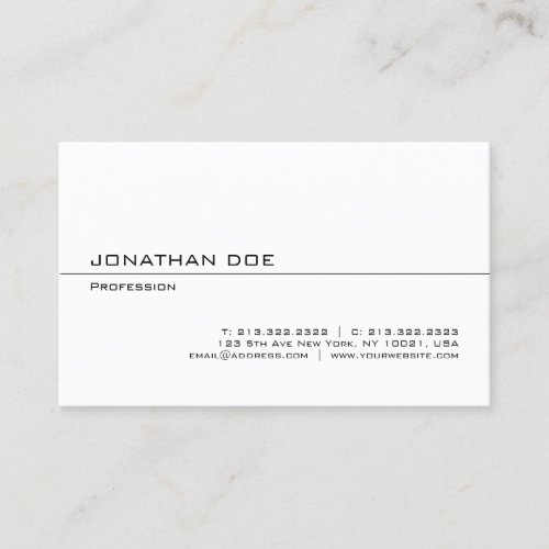 Elegant Modern Minimalist Professional White Sleek Business Card