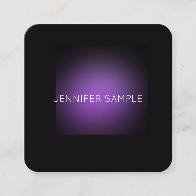 Elegant Modern Minimalist Purple Template Luxury Square Business Card (Front)