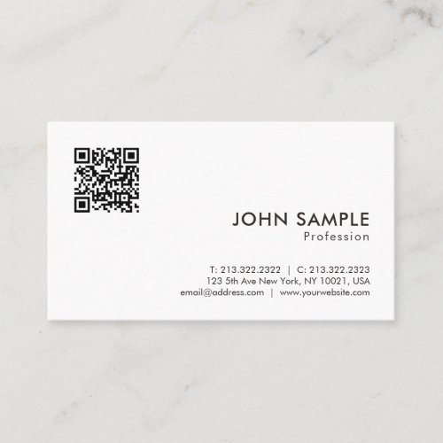Elegant Modern Minimalist QR Code Template Matte Business Card