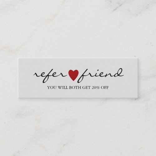 Elegant Modern Minimalist Red Heart Referral Card