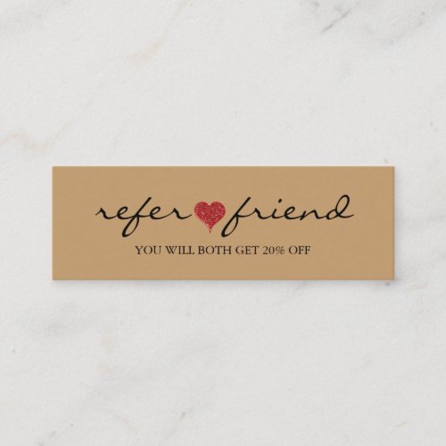 Elegant Modern Minimalist Red Heart Referral Card