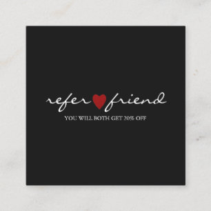 Elegant Modern Minimalist Red Heart Referral Card