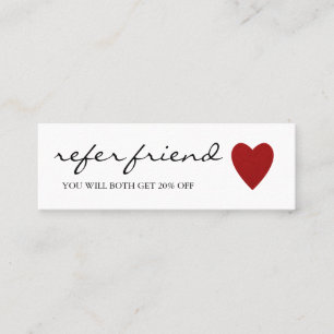 Elegant Modern Minimalist Red Heart Referral Card