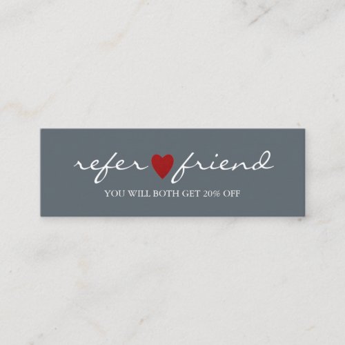 Elegant Modern Minimalist Red Heart Referral Card