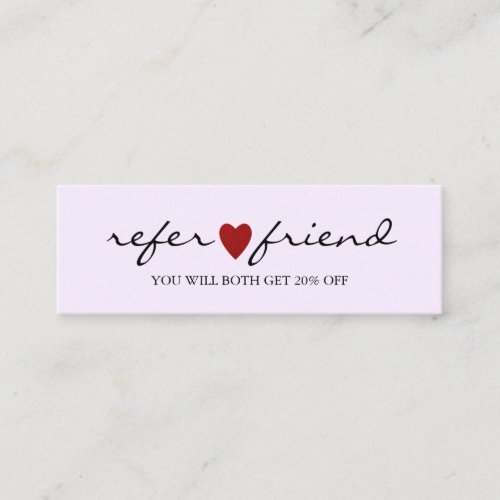 Elegant Modern Minimalist Red Heart Referral Card