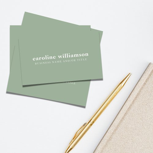 Elegant Modern Minimalist Sage Green QR Code Business Card