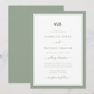 Elegant Modern Minimalist Sage Script Wedding Invi Invitation