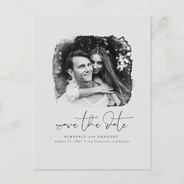 Elegant Modern Minimalist Save The Date Photo Anno Announcement Postcard (Front)