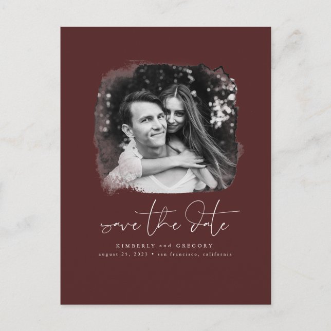 Elegant Modern Minimalist Save The Date Photo Announcement Postcard (Front)