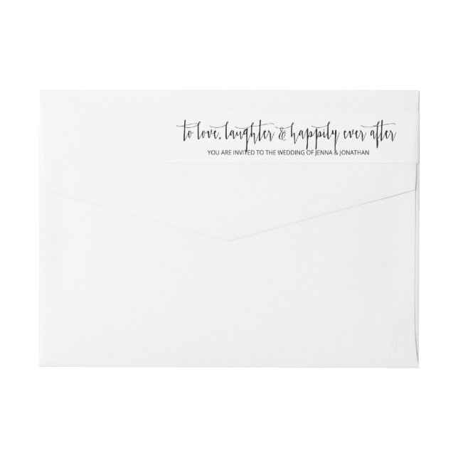 Elegant Modern Minimalist Script Simple Wedding Wrap Around Label (Back)